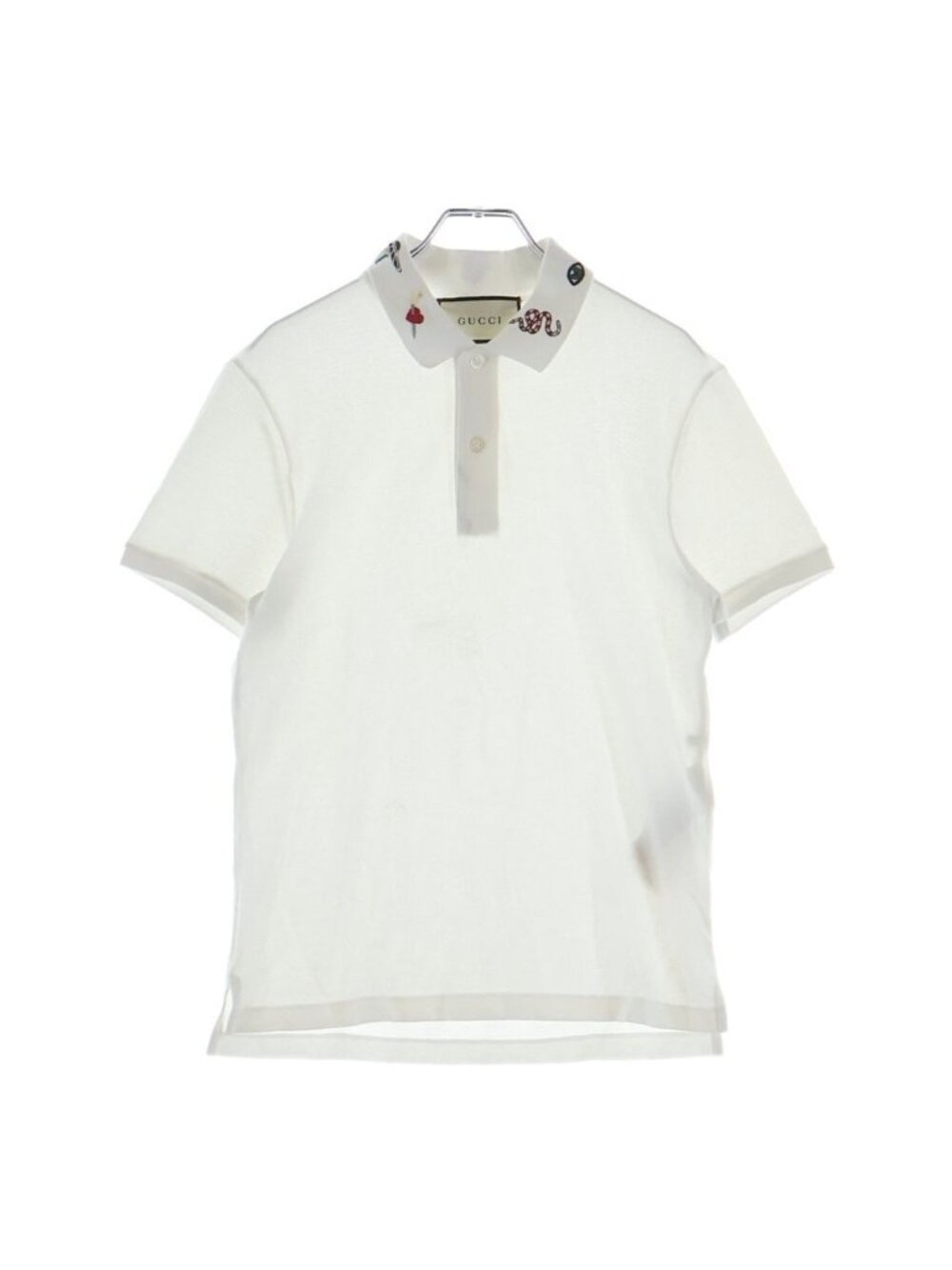 Gucci Embroidered Polo Shirt White Cotton #xs